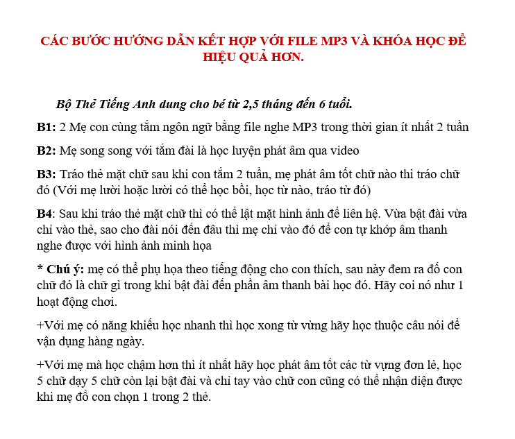 Hướng dẫn sử dụng bộ tiếng anh